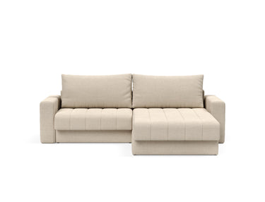 Akello sovesofa med chaiselong og armlæn i 586 Phobos Latte, set forfra
