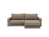 Akello sovesofa med chaiselong og armlæn i 850 Mahoga Caramel, set forfra