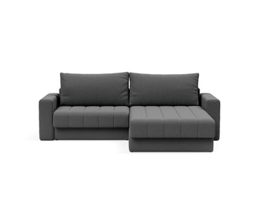 Akello sovesofa med chaiselong og armlæn i 852 Mahoga Seal Grey, set forfra