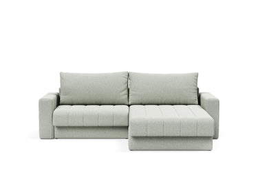 Akello sovesofa med chaiselong og armlæn i 888 Mozart Slate Brown, set forfra