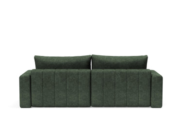 Akello sovesofa med chaiselong og armlæn i 281 Avella Pine Green, set bagfra