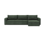 Newilla sovesofa med chaiselong i 281 Avella Pine Green, set forfra