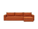 Newilla sovesofa med chaiselong i 412 Esina Rust, set forfra