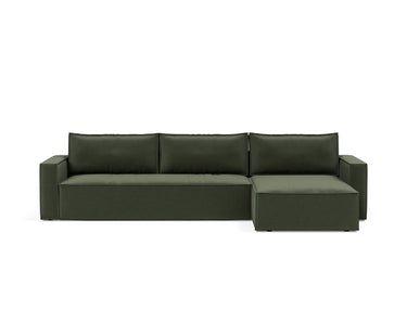 Newilla sovesofa med chaiselong i 413 Esina Olive Green, set forfra
