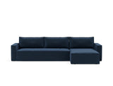 Newilla sovesofa med chaiselong i 414 Esina Indigo Blue, set forfra