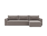 Newilla sovesofa med chaiselong i 418 Esina Truffle, set forfra