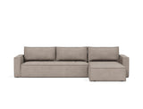 Newilla sovesofa med chaiselong i 472 Yuveno Warm Grey, set forfra