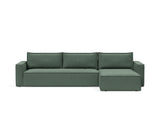 Newilla sovesofa med chaiselong i 518 Elegance Green, set forfra