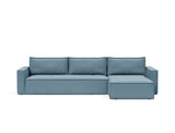 Newilla sovesofa med chaiselong i 525 Mixed Dance Light Blue, set forfra