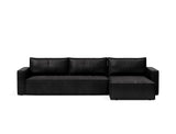 Newilla sovesofa med chaiselong i 550 Faunal Black, set forfra