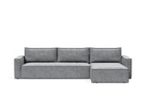 Newilla sovesofa med chaiselong i 565 Twist Granite, set forfra