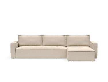 Newilla sovesofa med chaiselong i 586 Phobos Latte, set forfra