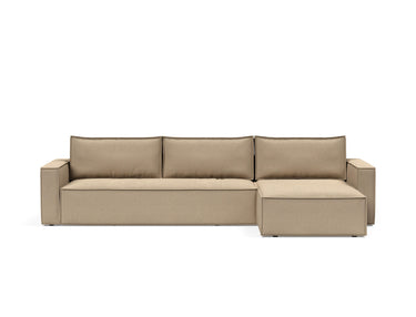 Newilla sovesofa med chaiselong i 587 Phobos Mocha, set forfra