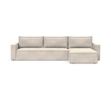 Newilla sovesofa med chaiselong i 594 Corduroy Ivory, set forfra