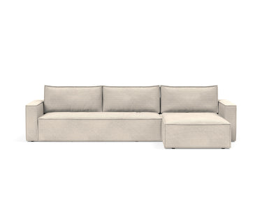 Newilla sovesofa med chaiselong i 594 Corduroy Ivory, set forfra