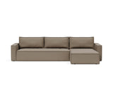 Newilla sovesofa med chaiselong i 850 Mahoga Caramel, set forfra