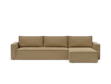 Newilla sovesofa med chaiselong i 860 Yogia Olive Brown, set forfra