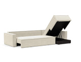 Newilla sovesofa med chaiselong i 357 Taura Off White, med åben opbevaring