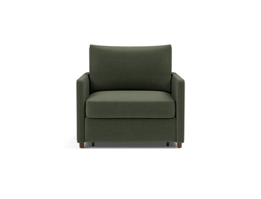 Neah stol med slim armlæn i 413 Esina Olive Green, set forfra