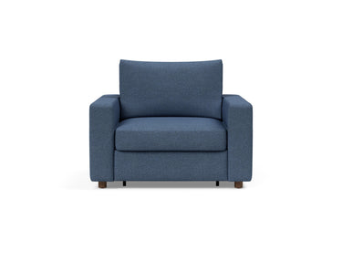 Neah stol med standard armlæn i 302 Weda Blue, set forfra
