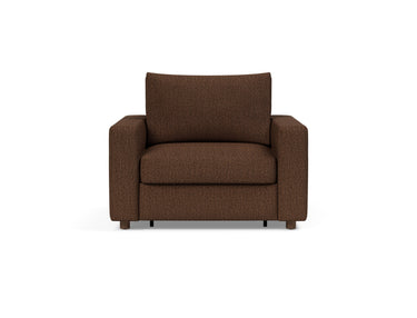 Neah stol med standard armlæn i 359 Taura Cappuccino, set forfra