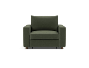 Neah stol med standard armlæn i 413 Esina Olive Green, set forfra