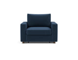 Neah stol med standard armlæn i 414 Esina Indigo Blue, set forfra