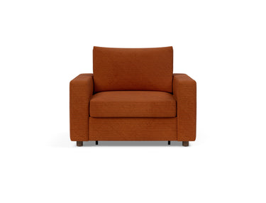 Neah stol med standard armlæn i 595 Corduroy Burnt Orange, set forfra