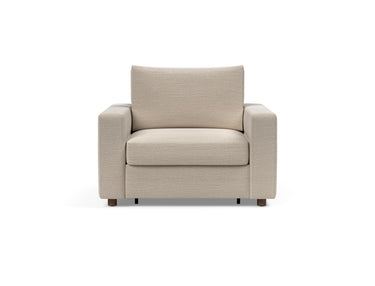 Neah stol med standard armlæn i 612 Blida Sand Grey, set forfra