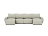 Norum sovesofa U-form med Curve armlæn i 280 Avella Sand, set forfra