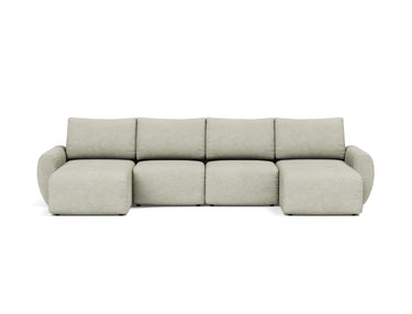 Norum sovesofa U-form med Curve armlæn i 280 Avella Sand, set forfra