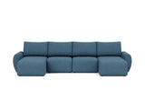 Norum sovesofa U-form med Curve armlæn i 302 Weda Blue, set forfra