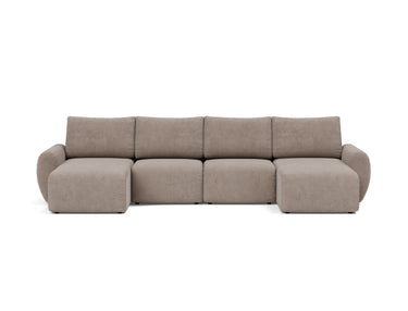 Norum sovesofa U-form med Curve armlæn i 318 Cordufine Beige, set forfra