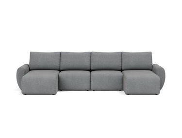 Norum sovesofa U-form med Curve armlæn i 320 Corocco Shadow Grey, set forfra