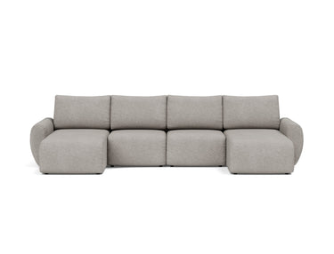 Norum sovesofa U-form med Curve armlæn i 321 Corocco Warm Grey, set forfra