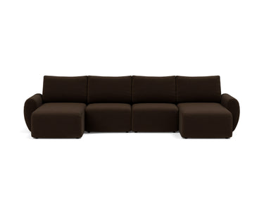 Norum sovesofa U-form med Curve armlæn i 358 Taura Chocco, set forfra