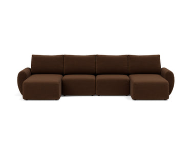 Norum sovesofa U-form med Curve armlæn i 359 Taura Cappucino, set forfra