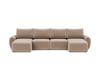 Norum sovesofa U-form med Curve armlæn i 417 Esina Mocha, set forfra