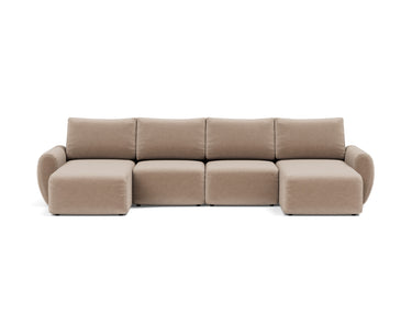 Norum sovesofa U-form med Curve armlæn i 417 Esina Mocha, set forfra