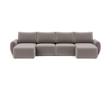 Norum sovesofa U-form med Curve armlæn i 418 Esina Truffle, set forfra