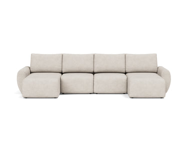 Norum sovesofa U-form med Curve armlæn i 470 Yuveno Natural, set forfra