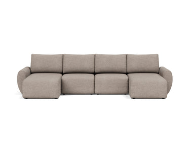 Norum sovesofa U-form med Curve armlæn i 472 Yuveno Warm Grey, set forfra