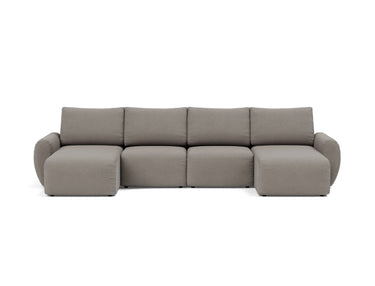 Norum sovesofa U-form med Curve armlæn i 521 Mixed Dance Grey, set forfra