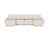 Norum sovesofa U-form med Curve armlæn i 531 Bouclé Off White, set forfra