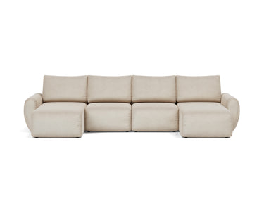 Norum sovesofa U-form med Curve armlæn i 586 Phobos Latte, set forfra