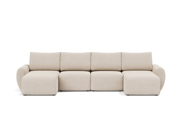 Norum sovesofa U-form med Curve armlæn i 612 Blida Sand Grey, set forfra