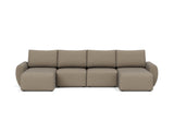 Norum sovesofa U-form med Curve armlæn i 850 Mahoga Caramel, set forfra