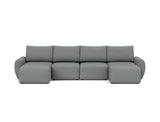 Norum sovesofa U-form med Curve armlæn i 852 Mahoga Seal Grey, set forfra