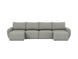 Norum sovesofa U-form med Curve armlæn i 853 Mahoga Dove Grey, set forfra
