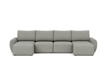Norum sovesofa U-form med Curve armlæn i 853 Mahoga Dove Grey, set forfra